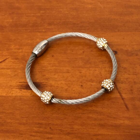 3 PCS Silver Unique Vintage Rope Style Bracelet Set with Small Gemstone Beads - Picture 5 of 9